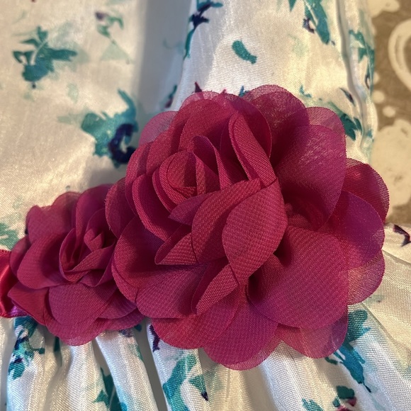 “Dressed Up” by Gymboree white spring dress with Teal and Magenta flowers sz 6 - Picture 9 of 11